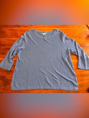 J Jill Linen Blend Lightweight Sweater 3/4 Sleeves EUC Cornflower Blue Sz M P